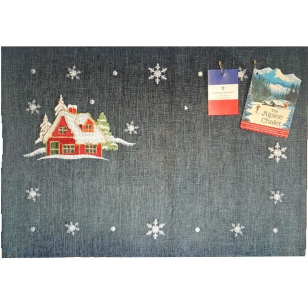 Rolande du Dreuilh Embroidered Placemats Set of 4 The Alpine Chalet Gray French